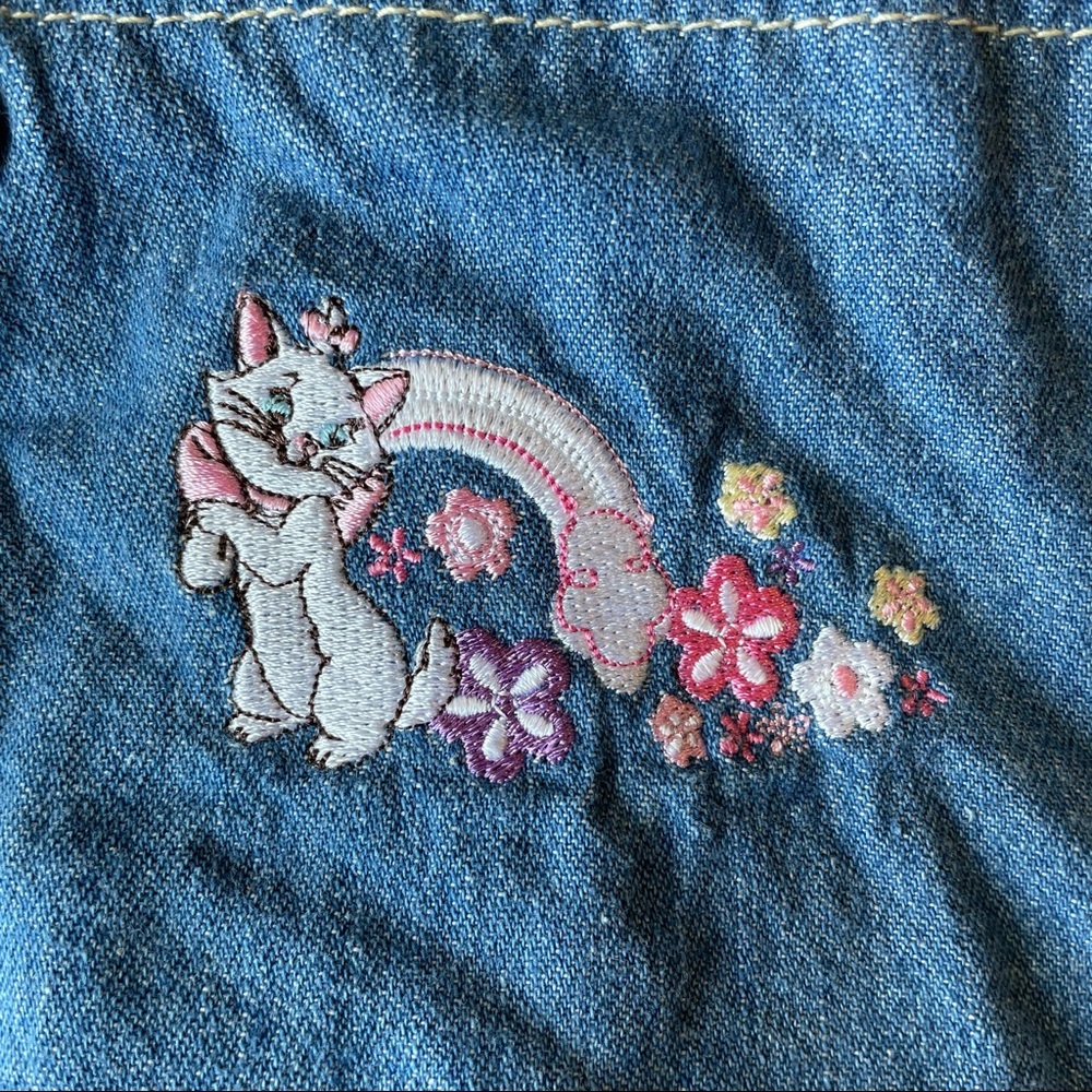 Disney Vintage Baby Aristocat Embroidered Marie Rainbow Flower Button 6-9 Dress - Picture 2 of 11